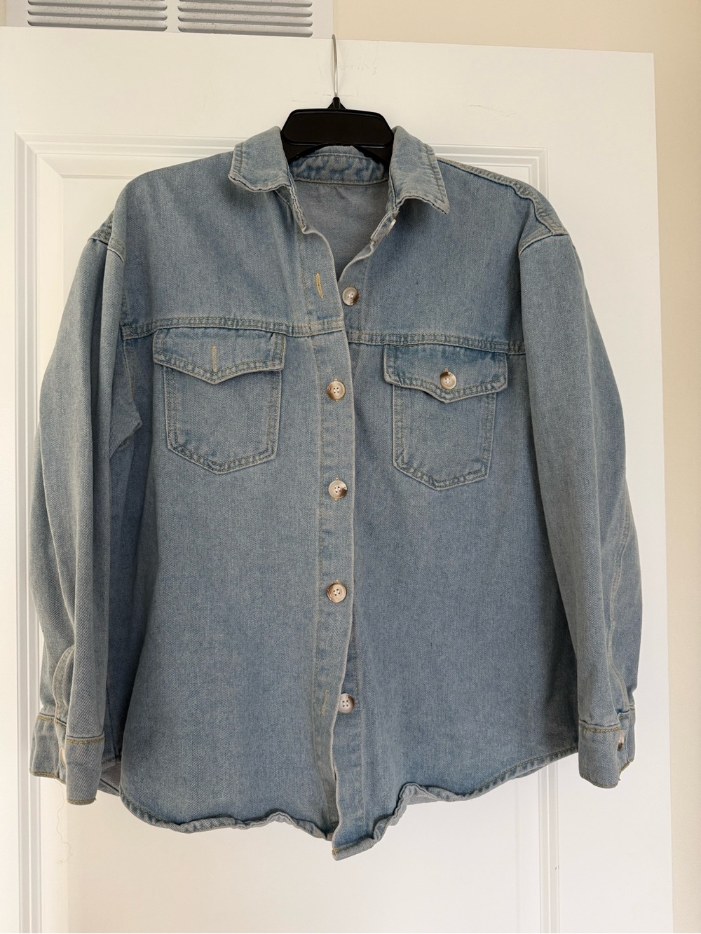 SHEIN Light Blue Denim Button-Up Jacket